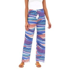 Becca Rebecca Virtue Sound Wave Split Side Sheer Harem Swim Cover Up Pants Large